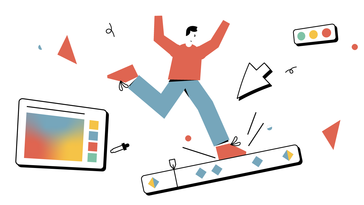 Beeld van karakter die beweegt met allerlei elementen eromheen ter illustratie van 2d explainer laten maken door animatiestudio Creative Beards